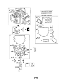 Cylinder/Sump Diagram and Parts List for 44P700 0016-0884 Briggs and Stratton Engine